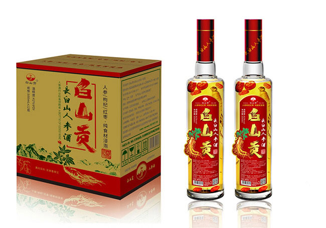 白山貢長(zhǎng)白山人參酒紅標(biāo)42°52°500ml